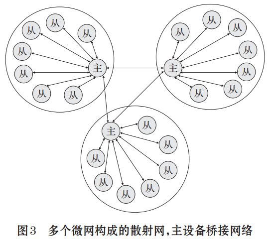 图 3 多个微网构成的散射网，主设备桥接网络