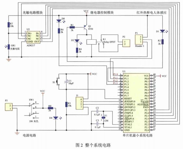 图2 智能书房灯系统电路